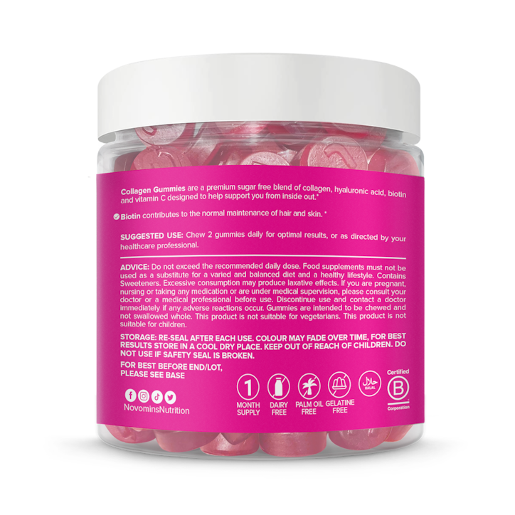 Novomins Collagen Sugar-Free Peach-Flavoured 60 Gummies image 2