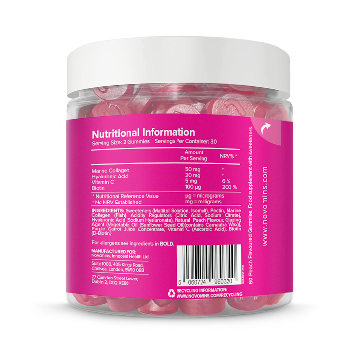 Novomins Collagen Sugar-Free Peach-Flavoured 60 Gummies image 3