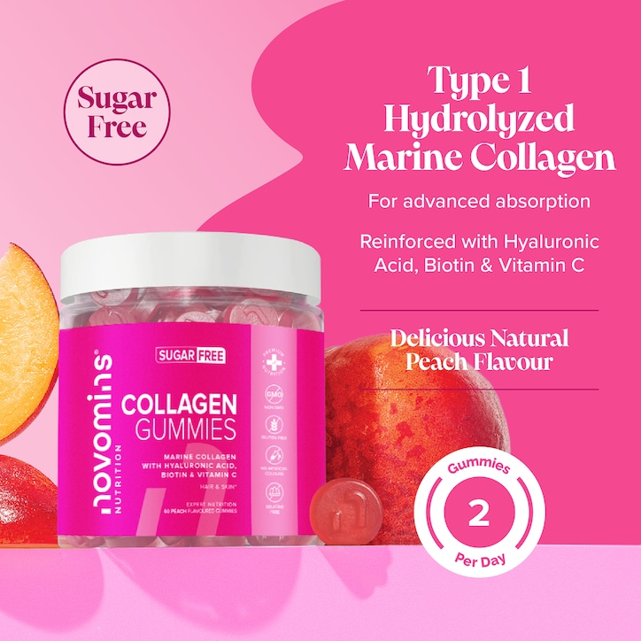 Novomins Collagen Sugar-Free Peach-Flavoured 60 Gummies image 5