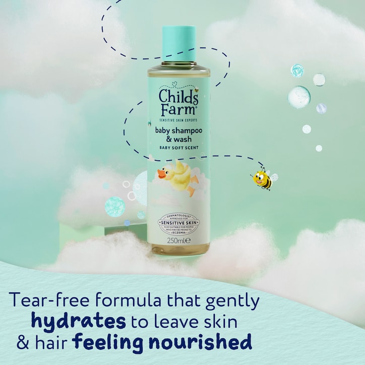 Childs Farm Baby Shampoo & Wash, Baby Soft Scent 250ml image 5