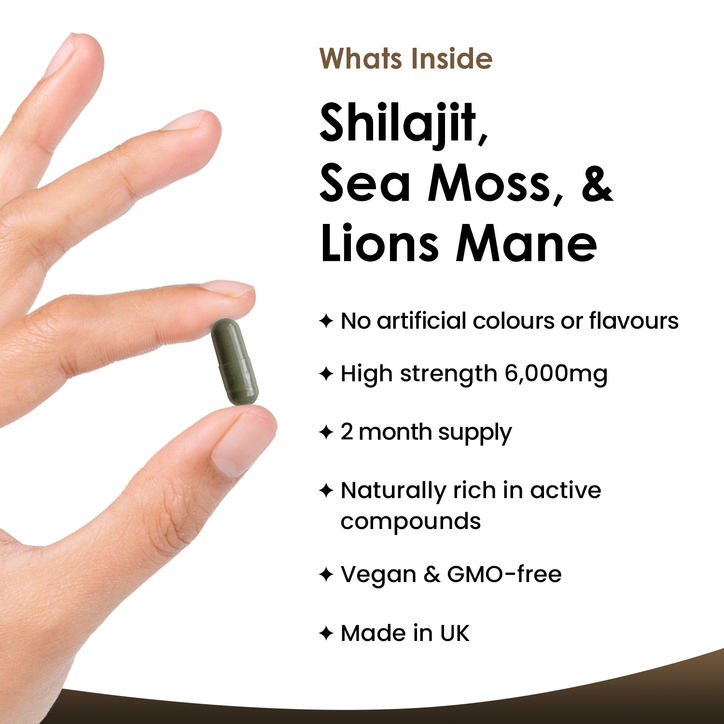 New Leaf Products Shilajit, Sea Moss & Lions Mane Capsules 120 Capsules image 2