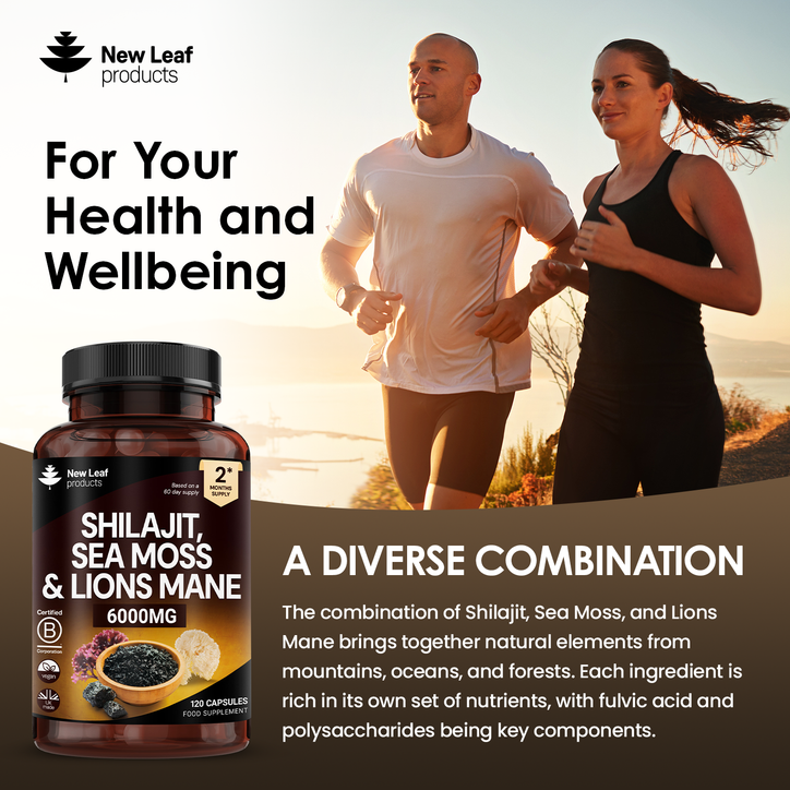New Leaf Products Shilajit, Sea Moss & Lions Mane Capsules 120 Capsules image 3