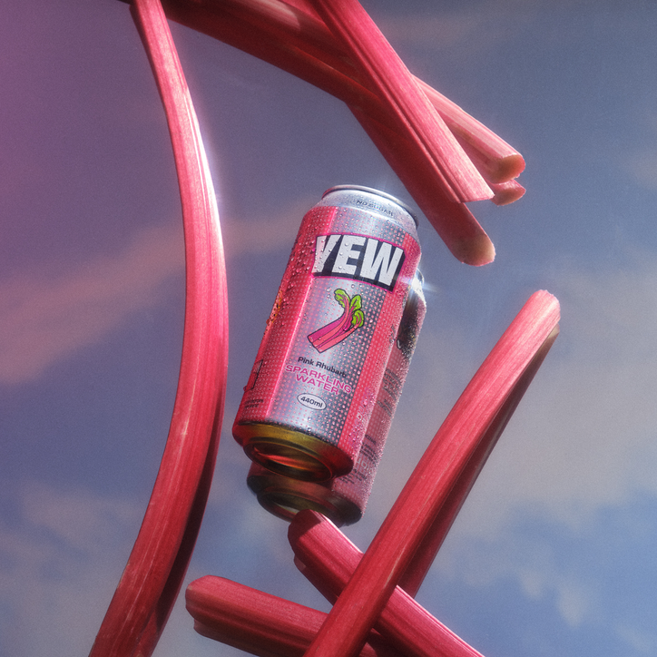 Yew Pink Rhubarb Sparkling Water 440ml image 2