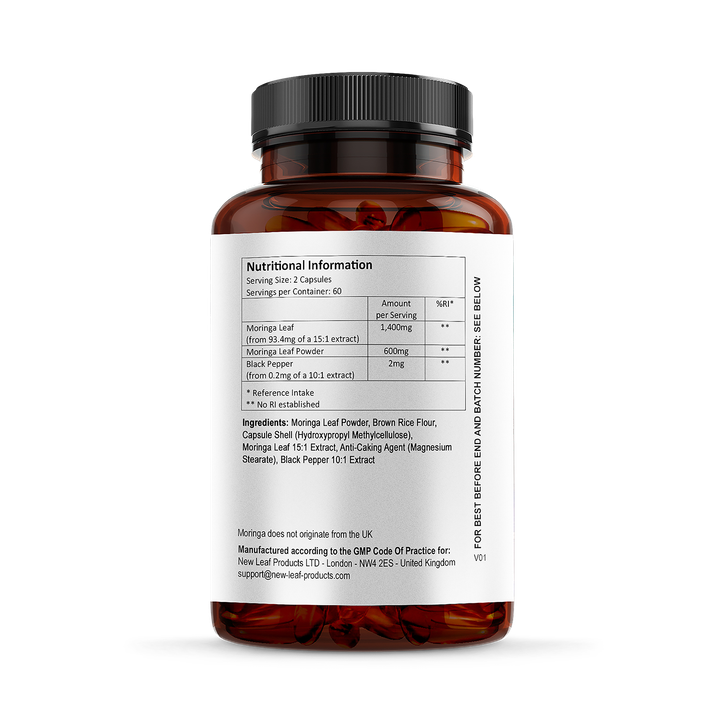 New Leaf Products Moringa Capsules Enriched With Black Pepper 120 Capsules image 4