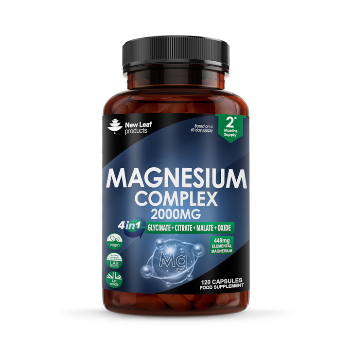 New Leaf Products Magnesium Complex 4 in1 Glycinate Citrate, Malate, Oxide 120 Capsules image 1