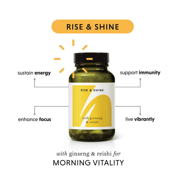 The Herbtender Rise & Shine With Ginseng & Reishi 60 Vegan Capsules image 2