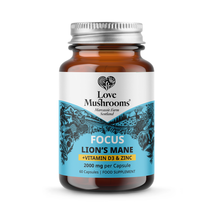 Love Mushrooms Lion’s Mane + Vitamin D3 & Zinc 2000mg Capsules image 1