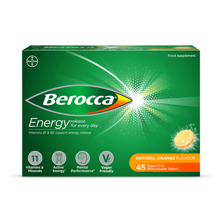 Berocca Energy Effervescent Tablets Natural Orange Flavour 45 Tablets image 1