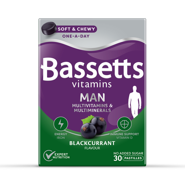 Bassetts Vitamins Man Multivitamins & Multiminerals Blackcurrant 30 Pastilles image 1