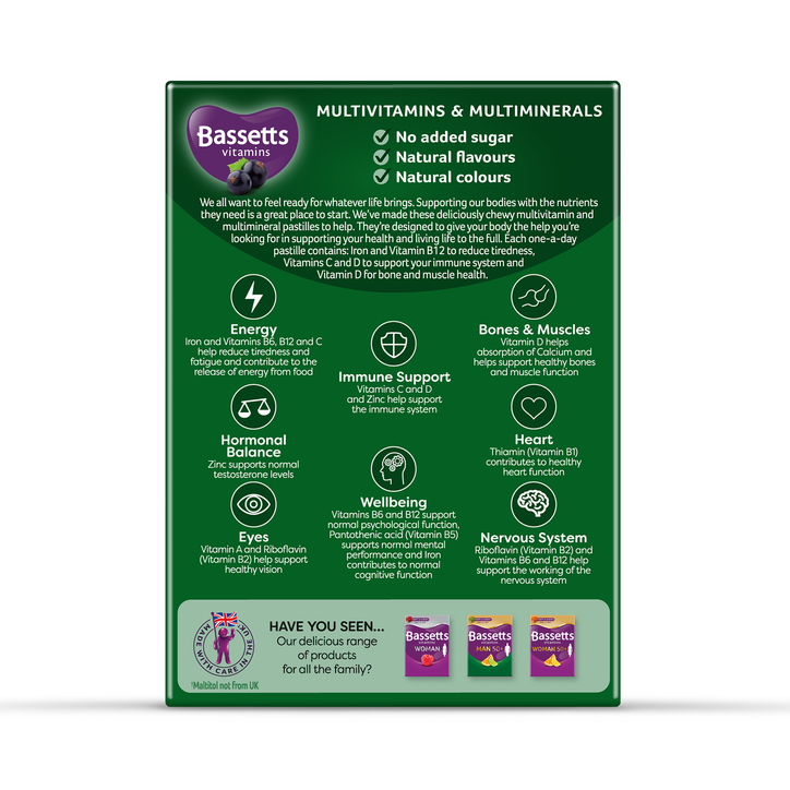 Bassetts Vitamins Man Multivitamins & Multiminerals Blackcurrant 30 Pastilles image 2