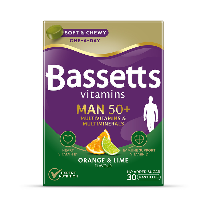 Bassetts Vitamins Man 50+ Multivitamins & Multiminerals Orange & Lime 30 Pastilles image 1