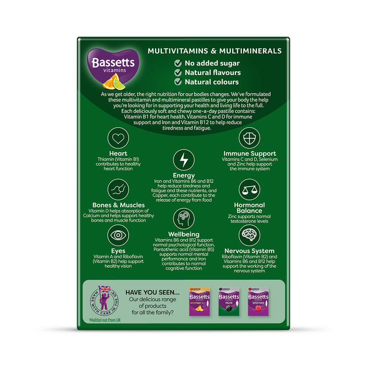 Bassetts Vitamins Man 50+ Multivitamins & Multiminerals Orange & Lime 30 Pastilles image 2