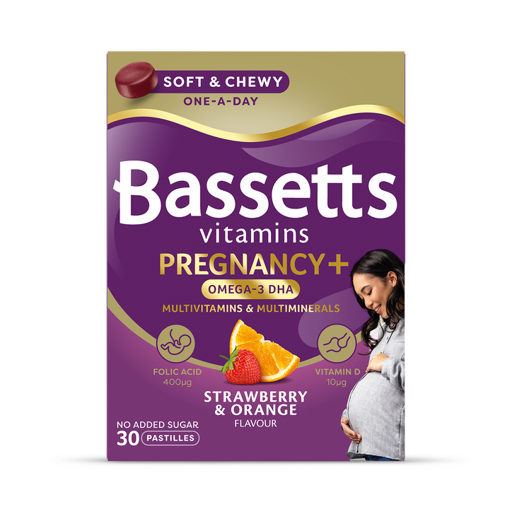 Bassetts Vitamins Pregnancy + Omega 3 DHA Multivitamins & Multiminerals Strawberry & Orange 30 Pastilles image 1