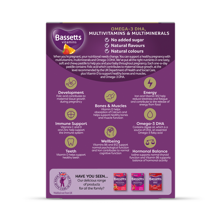 Bassetts Vitamins Pregnancy + Omega 3 DHA Multivitamins & Multiminerals Strawberry & Orange 30 Pastilles image 2