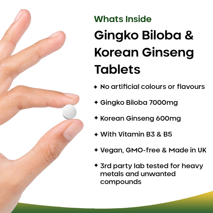 Ginkgo Biloba, Korean Ginseng Tablets 120 tablets image 2