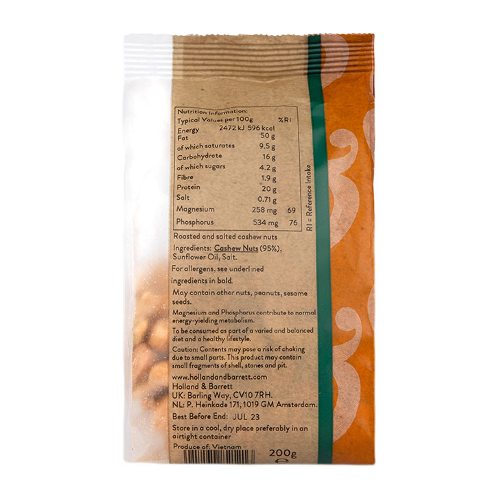 Holland & Barrett Lower Salt Roasted Cashews 200g image 2