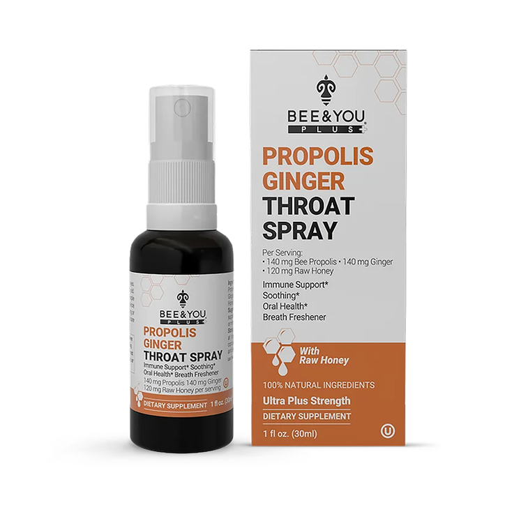 BEE&YOU Propolis Raw Honey Throat Spray with Ginger 30ml - Immune Support