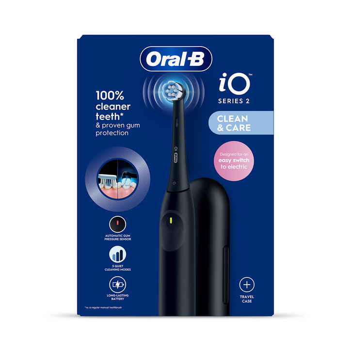 Oral-B iO2 Rechargeable Night Black Toothbrush With Travel Case | H&B
