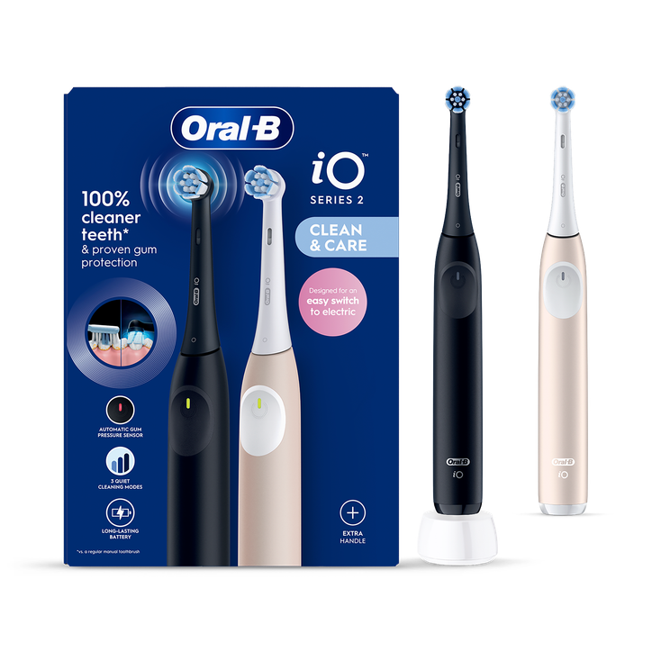 Oral-B iO2 Rechargeable Night Black & Calm Pink Toothbrush Duo Pack