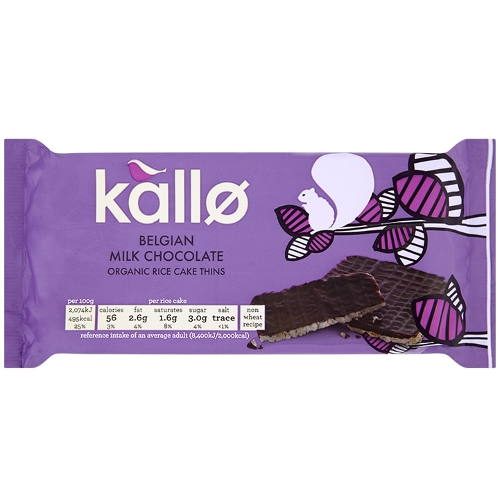 Kallo Organic Milk Chocolate Rice Cakes Thins 90g image 1