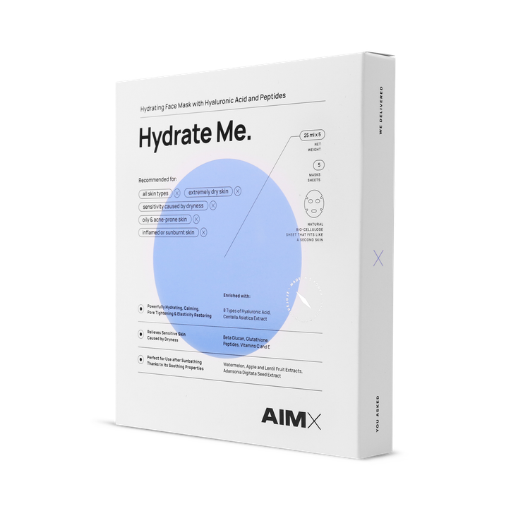 Box Of Aimx Moisturising Sheet Mask With Peptides Hydrate Me 5 Sheets X 25ml image 1
