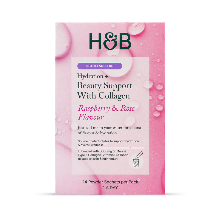 Holland & Barrett Hydration + Beauty Collagen Raspberry Rose Flavour 14 Sachets