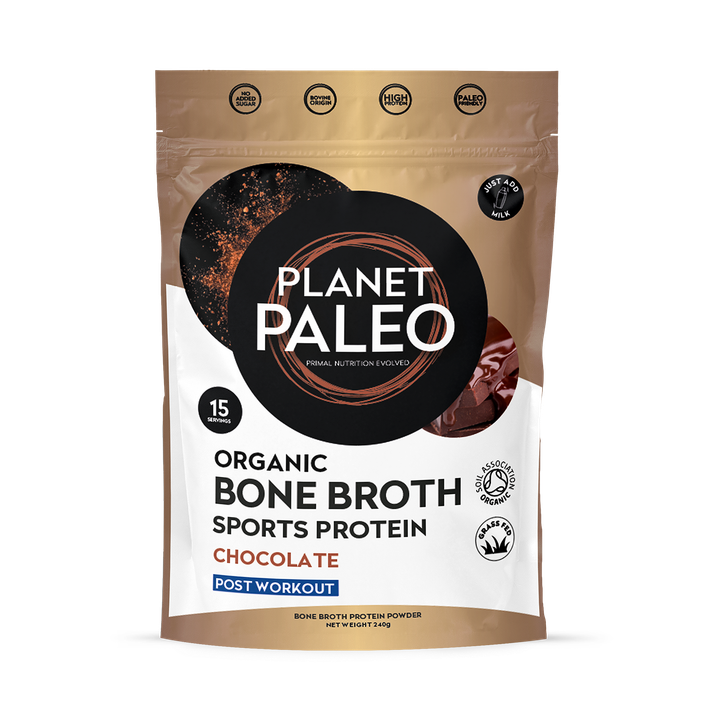Planet Paleo Organic Bone Broth - Sports Protein Chocolate 240g