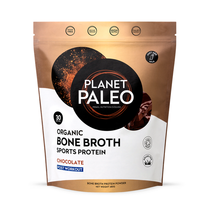 Planet Paleo Organic Bone Broth - Sports Protein Chocolate 480g