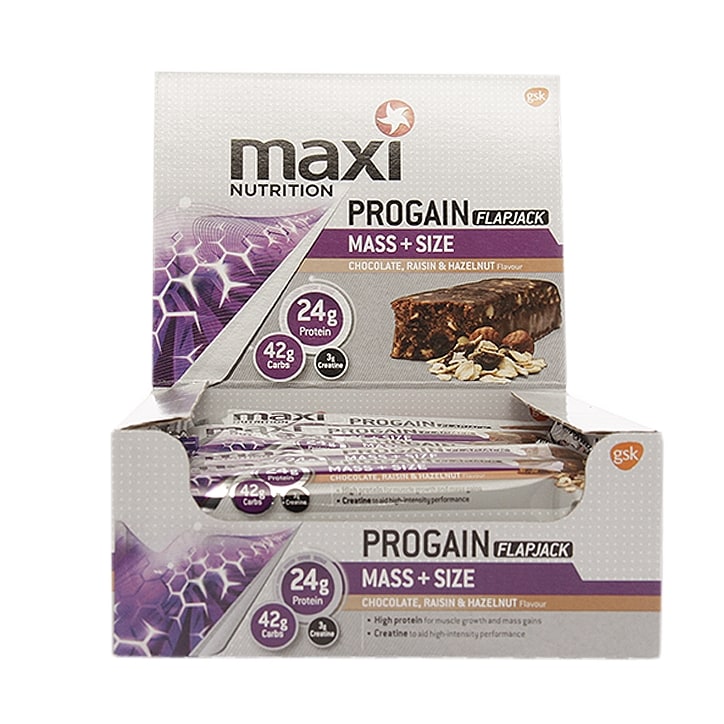 Maximuscle Progain Flapjack Chocolate, Raisin & Hazelnut 12 x 90g image 1
