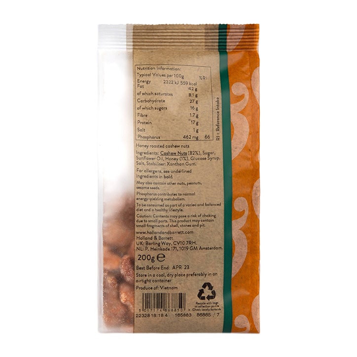 Holland & Barrett Honey Roasted Cashews 200g image 2