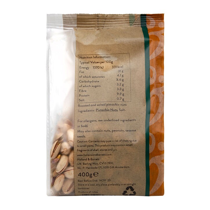 Holland & Barrett Roasted & Salted Pistachio Nuts 400g image 2