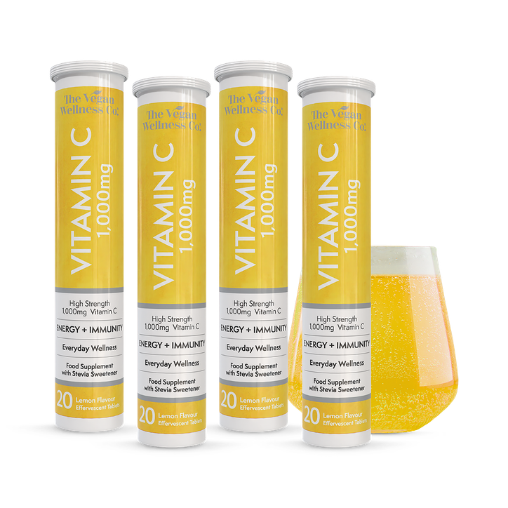 The Vegan Wellness Co. High Strength 1,000mg Vitamin C 80 (4x20) Lemon Flavour Effervescent Tablets