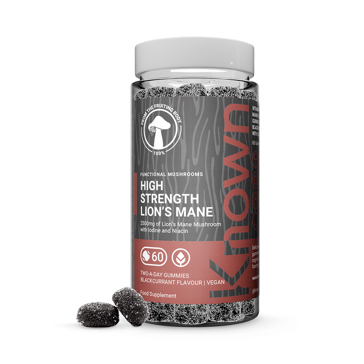 Known Nutrition High Strength Lion's Mane 2500mg Blackcurrant Flavour 60 Gummies