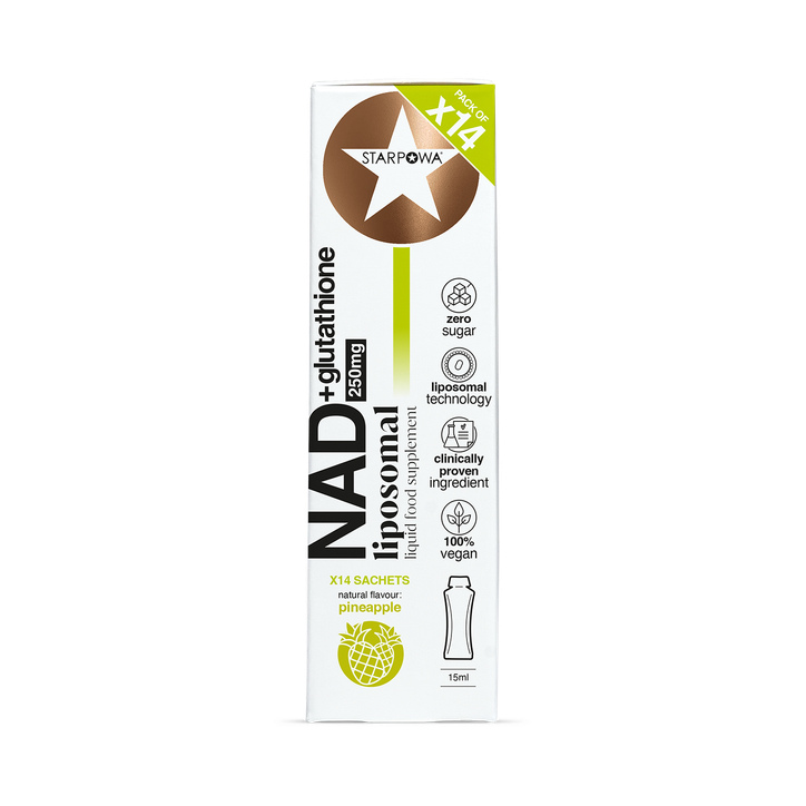 Starpowa NAD+ Glutathione Liquid Liposomal Pineapple 250 mg 14 Sachets