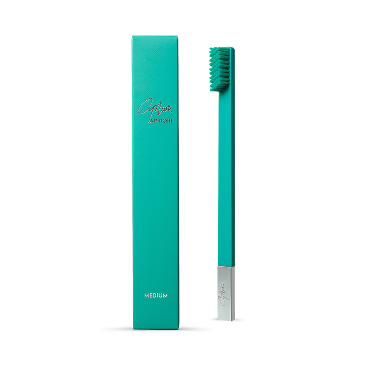 APRIORI Turquoise Blue Silver Medium Toothbrush