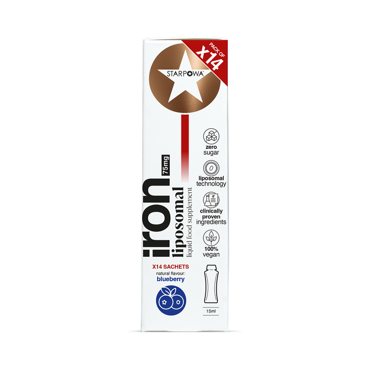 Starpowa Red Iron + Vit-C Liquid Liposomal Blueberry 14 Sachets