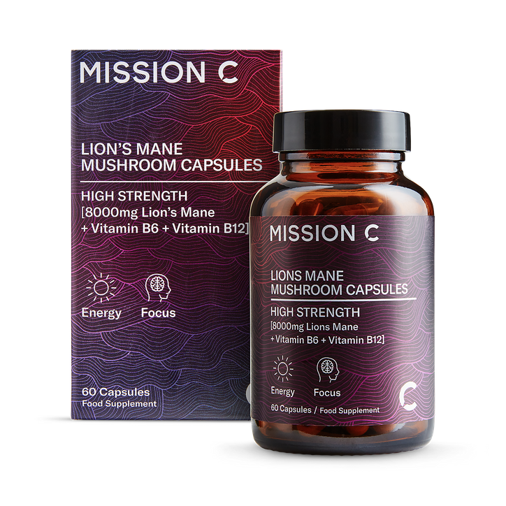Mission C Lion’s Mane Capsules 8000mg with Vitamin B6 & B12 60 Vegan Capsules