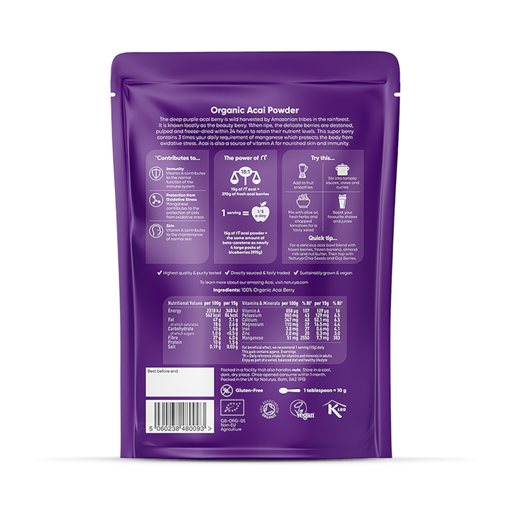 Naturya Organic Acai Powder 125g image 2
