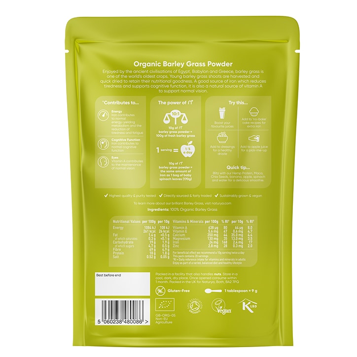 Naturya Organic Barleygrass Powder 200g image 2