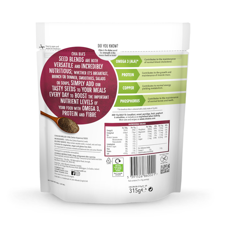 Chia Bia 100% Natural Milled Chia Seed 315g image 2