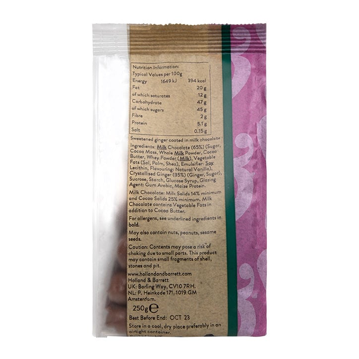 Holland & Barrett Milk Chocolate Ginger 250g image 2