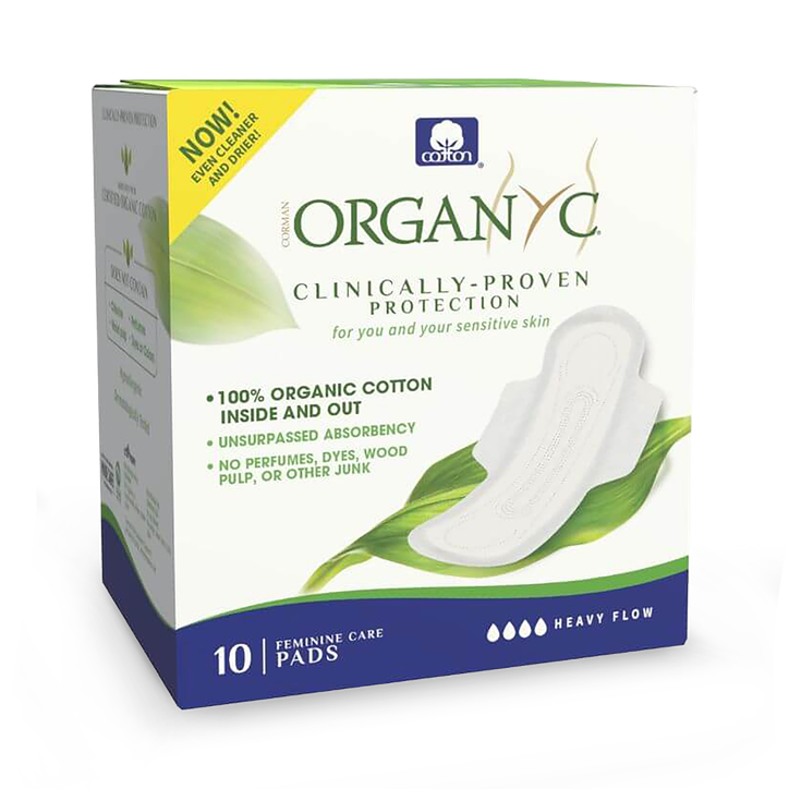 Organyc Period Pads Night Heavy Flow (with folded wings) 10's