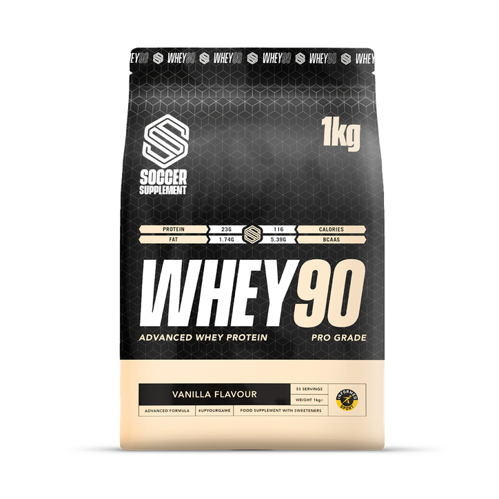 Soccer Supplement Whey90 Whey Protein Powder Vanilla 23g Protein 33 Servings