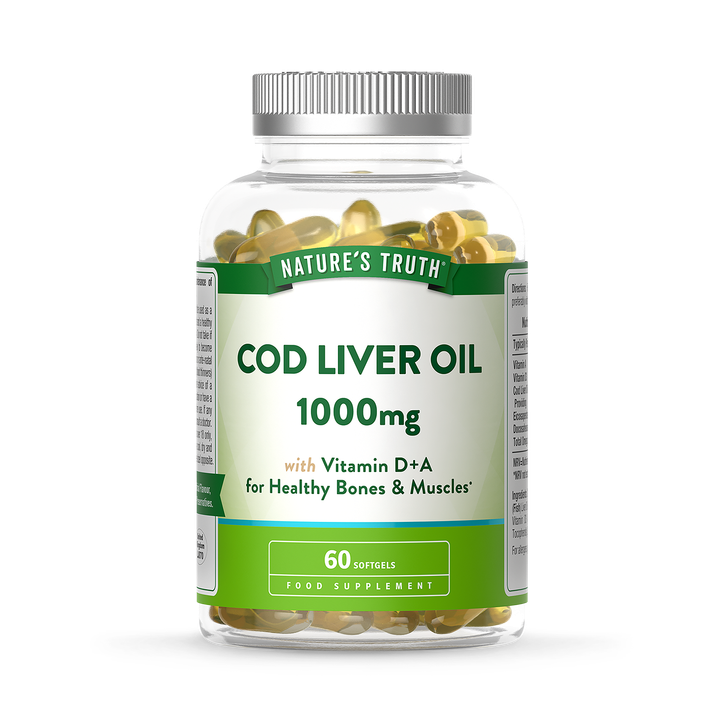 Nature's Truth Natures Truth Cod Liver Oil 1000mg w/ Vitamin D+A  - 60 Softgels 60Softgel