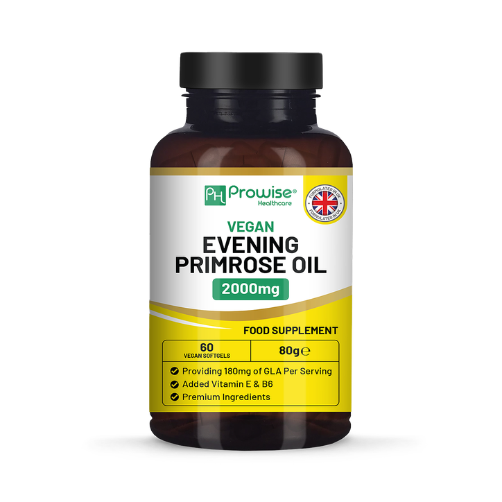 Prowise Healthcare Vegan Evening Primrose Oil 2000mg Added with Vitamin E & B6 60 Softgels