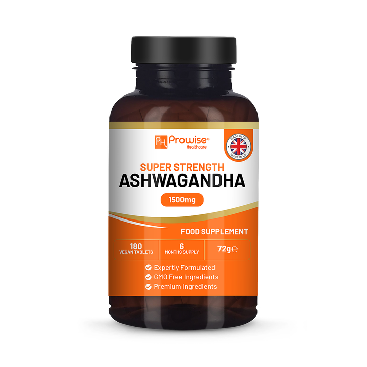 Ashwagandha 1500mg 180 Vegan Tablets - 6 Months' Supply - Pure High Strength Ashwagandha Root Extract - Ashwagandha Supplement - Made in UK by Prowise