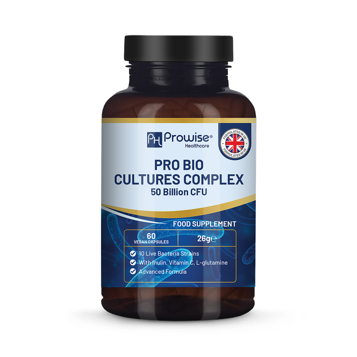 Prowise Healthcare Pro Bio Cultures Complex Probiotics and Prebiotics – 50 billion CFU Capsules - 60 Capsules