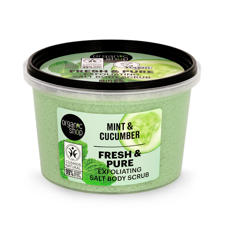 Organic Shop Fresh & Pure Exfoliating Salt Body Scrub Mint & Cucumber 250ml