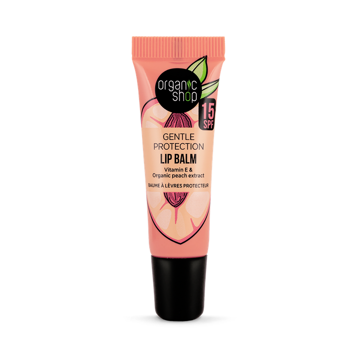 Organic Shop Gentle Protection Vitamin Booster Lip Balm SPF 15 with Vitamin E & Peach Extracts 10ml