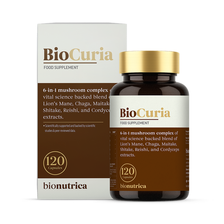 Bionutrica BioCuria 6-Blend Mushroom Complex for Immunity & Antioxidant 120 Capsules